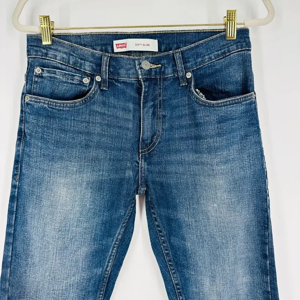 Levis 511 Slim Fit Boys Stretch Cotton Denim Jeans Medium Wash 16 Reg 28x28 - Picture 10 of 12